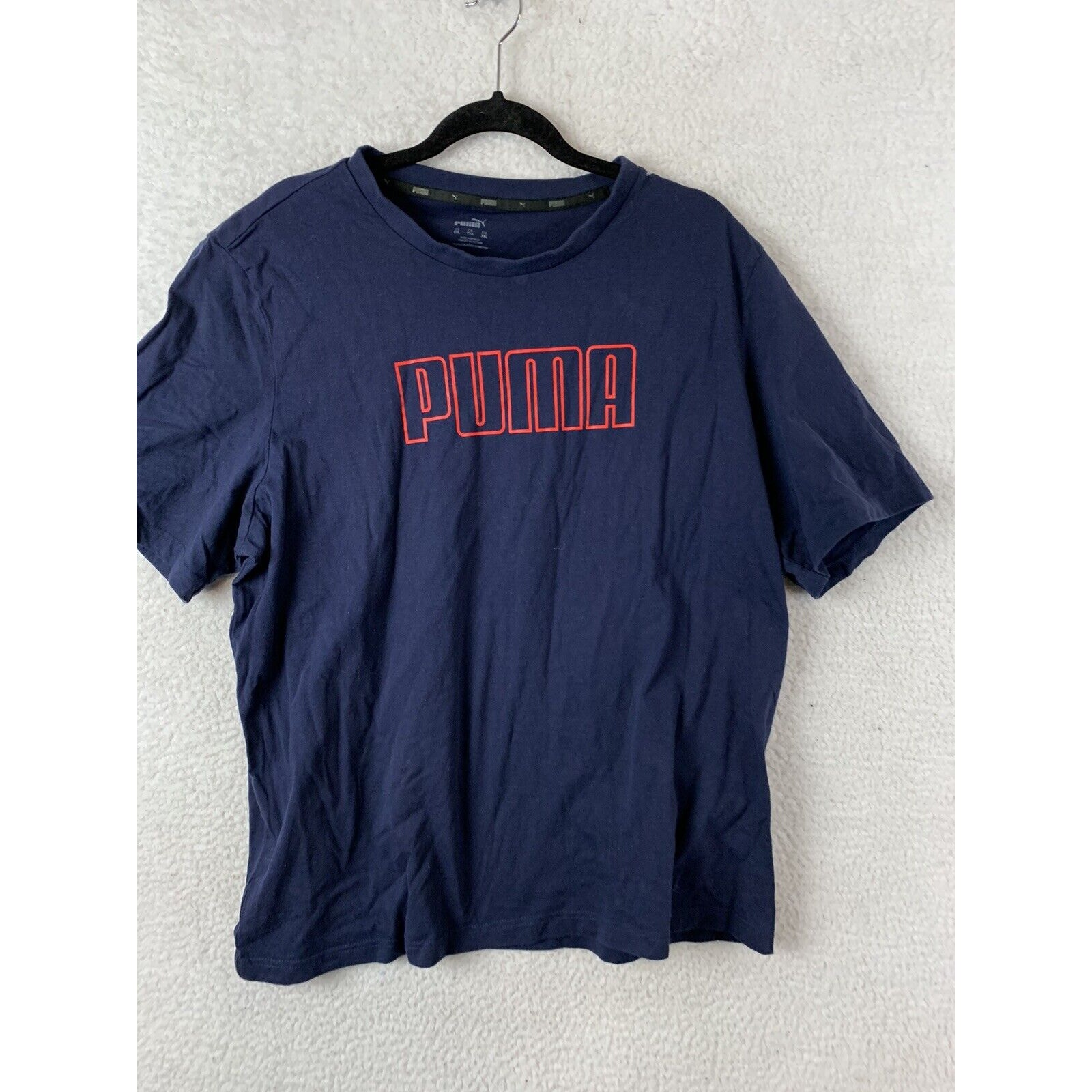 Puma Mens 2xl Short Sleeve T Shirt Black Red Logo Activewear Workout